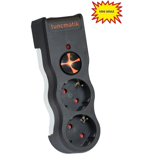 Tuncmatik  İkili Akım Korumalı Priz Anahtarlı Siyah TSK19022(1050 Joule) ürün görseli 1
