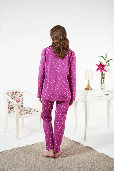 Estiva Likralı Penye Önden Düğmeli Bayan Pijama Takım - Resim 5