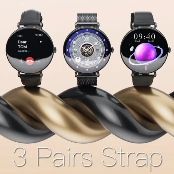 Haino Teko 18 Amoled Ekran Super Slim Tasarım WaterProof 3 Kordonlu Akıllı Saat Siyah Teko18S - Resim 3