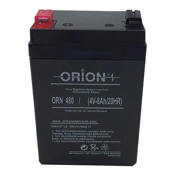 Orion 4V 8Ah Bakımsız Kuru Akü ürün görseli 1