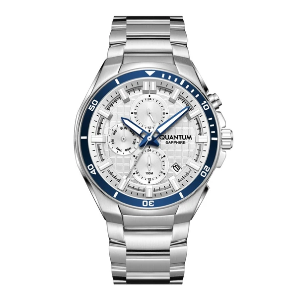 Quantum PWG1227.330 Safir Camlı Çelik Kordon Çelik Kasa 10 ATM Suya Dayanıklı Metalik Renk Erkek Kol Saati