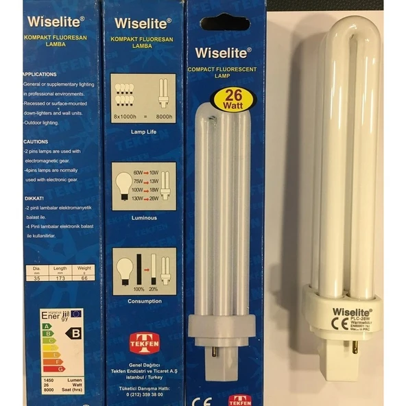 Tekfen Wiselite 26W 827 Ilık Beyaz Pl-C Floresan Ampul ürün görseli 1