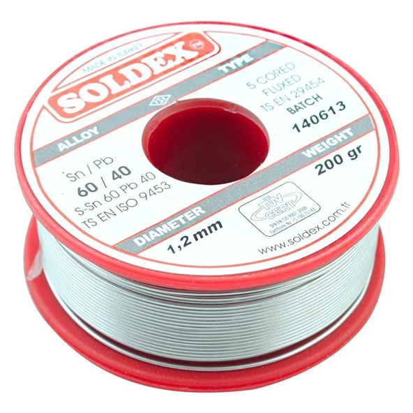 Soldex 200 gr Lehi̇m Kalin 1,2mm Soldex  SN60 PB40 ürün görseli 1
