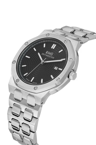 Rms Zeitmeister RMS.1.AG2052.02 Kristal Camlı Çelik Kordon Çelik Kasa 5 ATM Suya Dayanıklı Metalik Renk Erkek Kol Saati - Resim 3