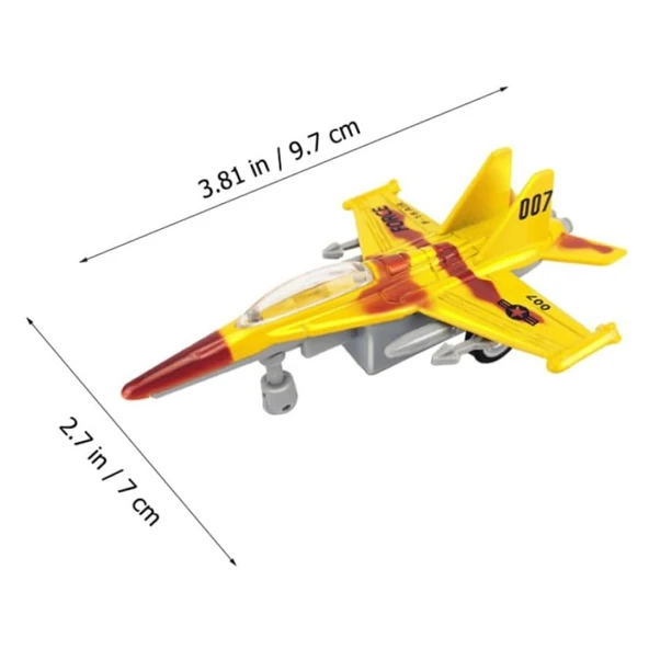 Çek Bırak Mini Metal Uçak - Sarı - Resim 2