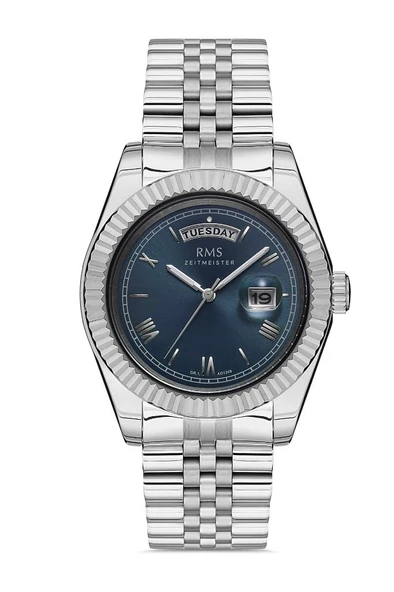 Rms Zeitmeister RMS.1.AG1349.04 Takvim ve Gün Göstergeli Romen Rakamlı 5 Atm Suya Dayanıklı Çelik Kasa Metalik Renk Erkek Kol Saati ürün görseli 1