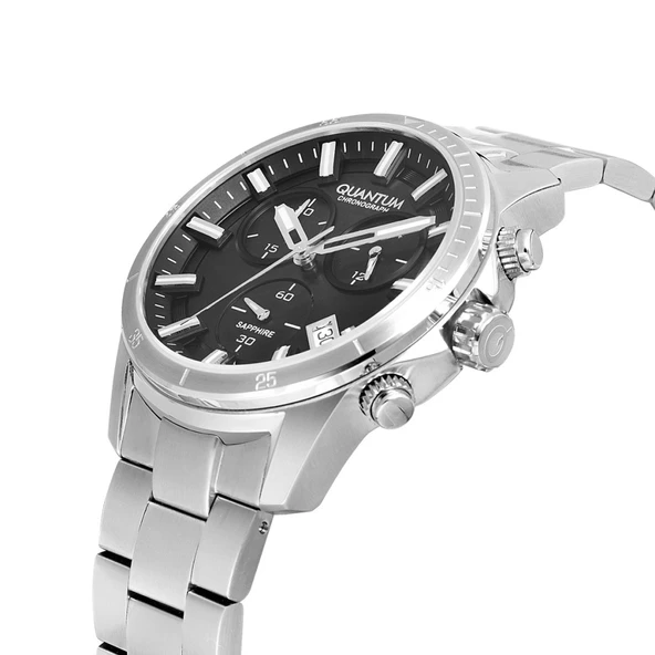 Quantum PWG1159.350 Kronograf Safir Camlı Çelik Kordon Çelik Kasa 10 ATM Suya Dayanıklı Metalik Renk Erkek Kol Saati - 4