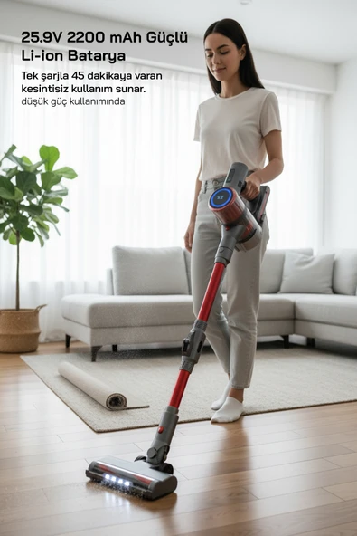 Sinbo SVC-8622 BLDC Motorlu Dikey Kablosuz Şarjlı Led Aydınlatmalı Süpürge - Resim 3