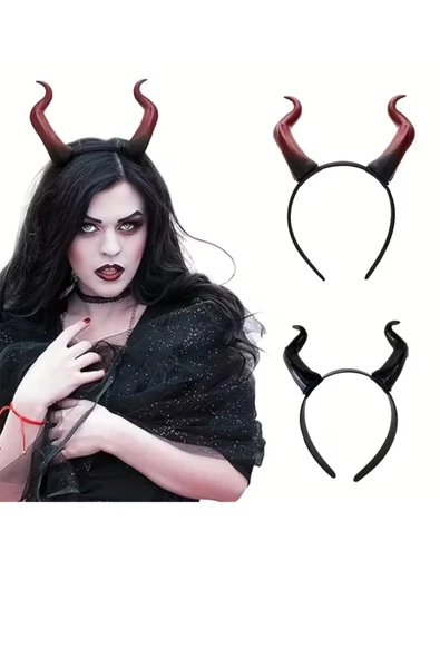 1 adet El Yapımı, Retro Punk Cadılar Bayramı Boynuz Başlık – Keçi Boynuzu Esintili Anime Pop Sanat Tasarım, Pluş Tüy Detaylı,-Siyah ürün görseli