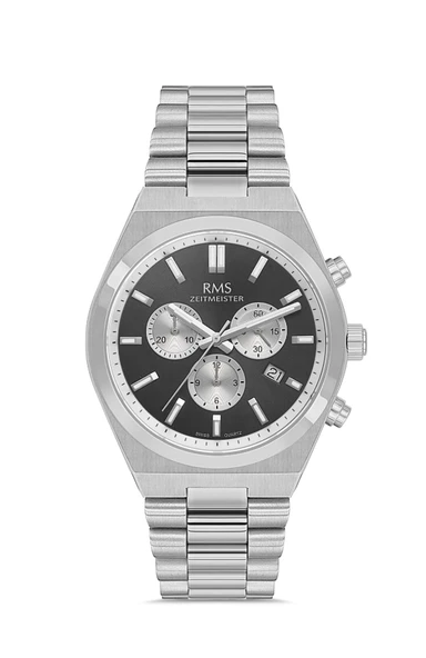 RMS Zeitmeister RMS.1.AG1595.03 Fonksiyonlar Aktif Takvimli Kristal Cam Metalik Renk Erkek Kol Saati