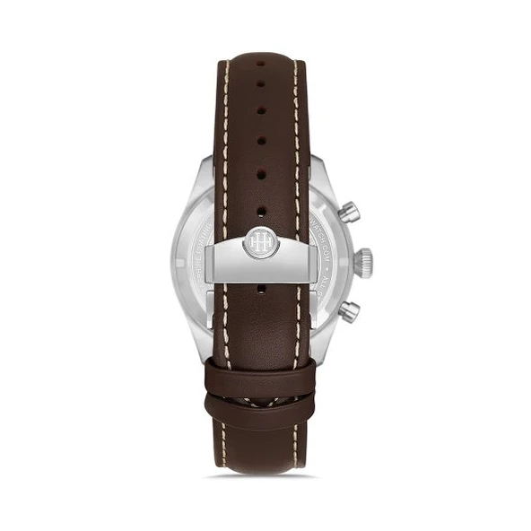 Hislon MS154T-02KS Yansıma Önleyici Seramik Çerçeve Safir Camlı Deri Kordon Çelik Kasa 10 ATM Suya Dayanıklı Kahverengi Renk Erkek Kol Saati - Resim 3