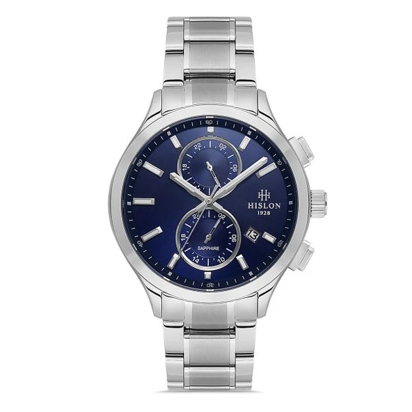 Hislon DT158S-11SS Safir Camlı Çelik Kordon Çelik Kasa 10 ATM Suya Dayanıklı Metalik Renk Erkek Kol Saati