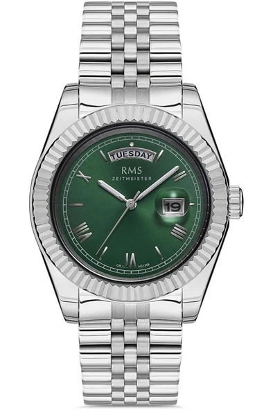 RMS Zeitmeister RMS.1.AG1349.06 Kristal Camlı Çelik Kordon Çelik Kasa 5 ATM Suya Dayanıklı Metalik Renk Erkek Kol Saati ürün görseli 1