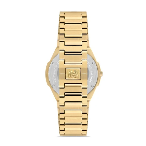 Momentus EM390G-02SG Safir Camlı Çelik Kordon Çelik Kasa 3 ATM Suya Dayanıklı Altın Renk Erkek Kol Saati - Resim 3