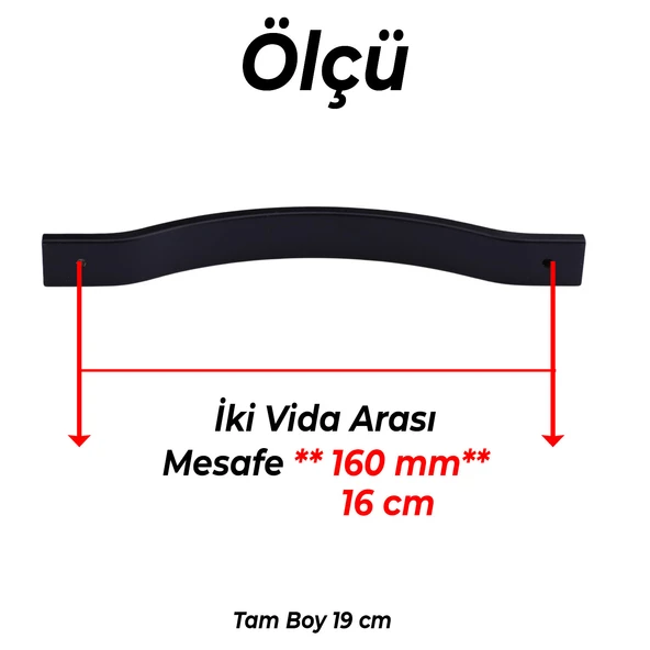 Akasya Siyah 160 mm Çizgili Metal Mobilya Kulpu Çizgili Model Dayanıklı Uzun Ömürlü Modern Tasarım - Resim 4