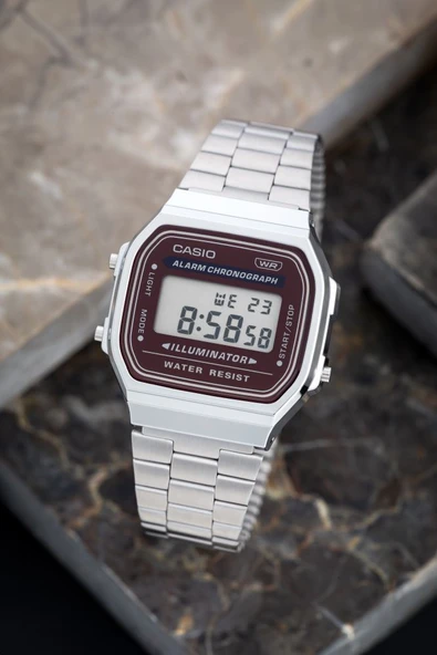 Casio A168WA-5AYDF Retro Tasarım Kare Kadran Çelik Kordon Plastik Kasa Metalik Renk Üniseks Kol Saati - 5