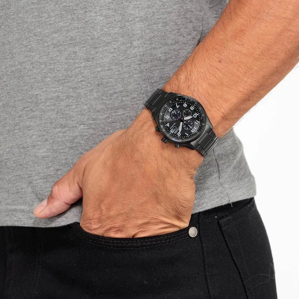 Citizen CA0775-79E Eko-Drive Çelik Kordon Çelik Kasa 10 ATM Suya Dayanıklı Siyah Renk Erkek Kol Saati - Resim 5