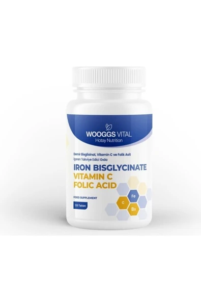 Demir Bisglisinat 14 mg, C Vitamini 50 mg ve Folik Asit 333 mg 120 Tablet Takviye Edici Gıda - 3