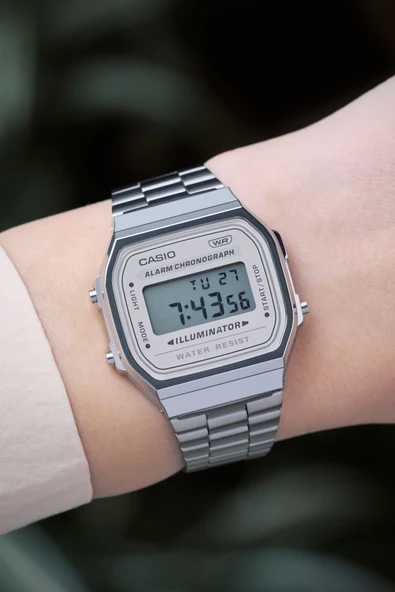 Casio A168WA-8AYDF Retro Tasarım Kare Kadran Metal Kordon Metal Kasa  Metalik Renk Üniseks Kol Saati - 4