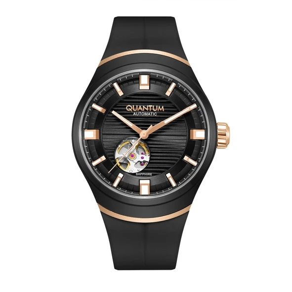 Quantum QMG1203.851 Q-Master Otomatik Mekanizmalı Safir Camlı Silikon Kordon Çelik Kasa 20 ATM Suya Dayanıklı Siyah Renk Erkek Kol Saati ürün görseli 1