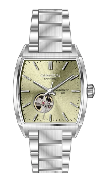 Quantum QMG1226.310 Q-Master Otomatik Mekanizmalı Kare Kadranlı Safir Camlı Çelik Kordon Çelik Kasa 10 ATM Suya Dayanıklı Metalik Renk Erkek Kol Saati ürün görseli 1