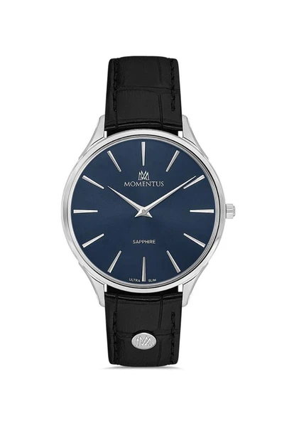 Momentus EM349S-11BS Deri Kordon Safir Çizilmez Cam Çelik Kasa Siyah Renk Erkek Kol Saati ürün görseli 1
