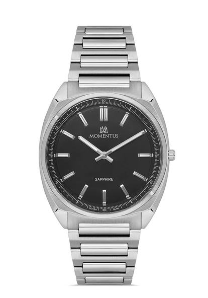 Momentus EM340S-04SS Safir Camlı Çelik Kordon Çelik Kasa 3 ATM Suya Dayanıklı Metalik Renk Erkek Kol Saati ürün görseli 1