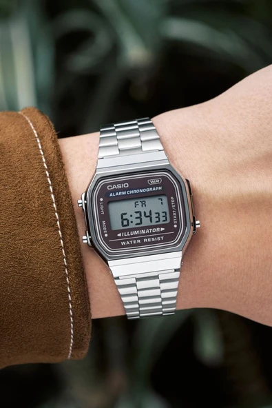 Casio A168WA-5AYDF Retro Tasarım Kare Kadran Çelik Kordon Plastik Kasa Metalik Renk Üniseks Kol Saati - 4