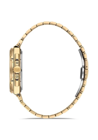 Momentus SM390G-15SG Tüm Fonksiyonları Aktif Safir Camlı Çelik Kordon Çelik Kasa 5 ATM Suya Dayanıklı Altın Renk Erkek Kol Saati - Resim 2