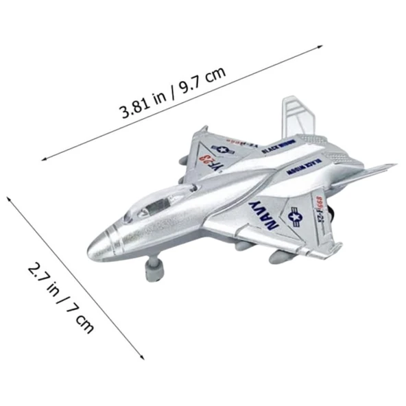 Çek Bırak Mini Metal Uçak - Gri - Resim 2
