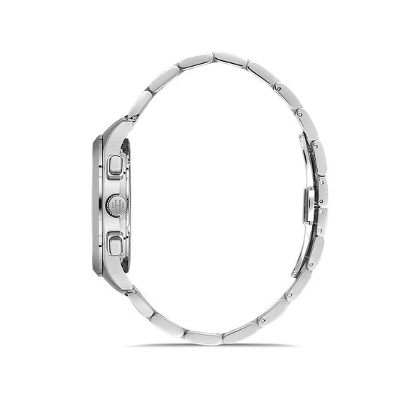 Hislon DT158S-11SS Safir Camlı Çelik Kordon Çelik Kasa 10 ATM Suya Dayanıklı Metalik Renk Erkek Kol Saati - 2