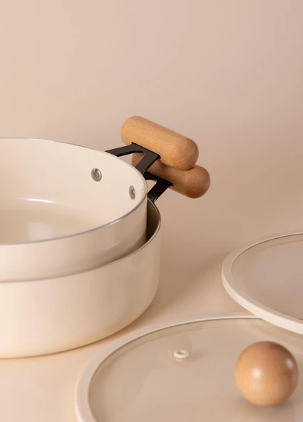 The Mia Cucina Di Mia İndüksiyon Tabanlı Seramik Tencere Tava Seti 5 Parça - Resim 8