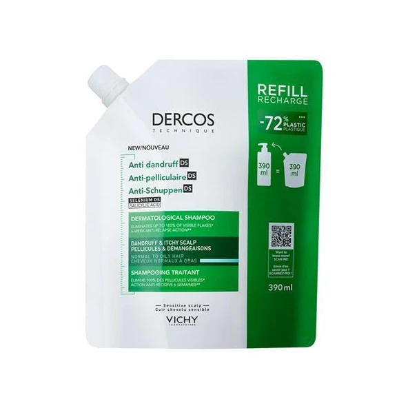 Vichy Dercos Anti Dandruff Kepek Karşıtı Şampuan 390 ml - Normal ve Yağlı Saçlar - Refill ürün görseli 1