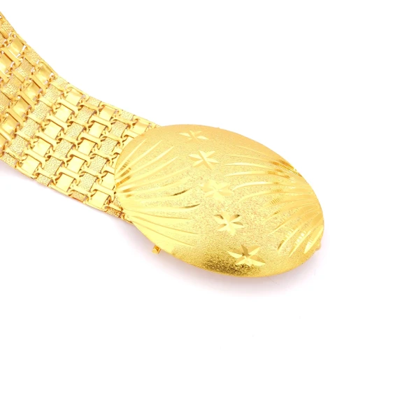 Altın Kaplama Kemer Çiçek Desen Tokalı Model-KMR-112 - Resim 2