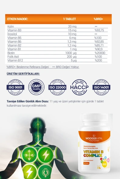 Vitamin B Kompleks Içeren Takviye Edici Gıda 120 Tablet - Resim 2