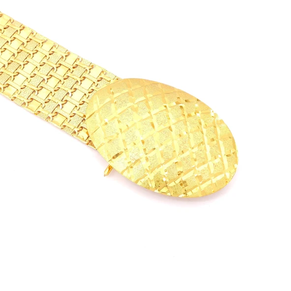 Altın Kaplama Kemer Baklava Desen Tokalı Model-KMR-113 - Resim 3