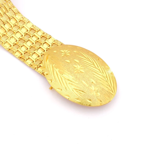 Altın Kaplama Kemer Çiçek Desen Tokalı Model-KMR-111 - 2