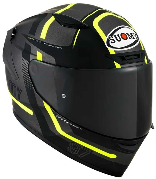 SUOMY TRACK-1 KASK NINETY SEVEN GUN METAL-YELLOW - Resim 2