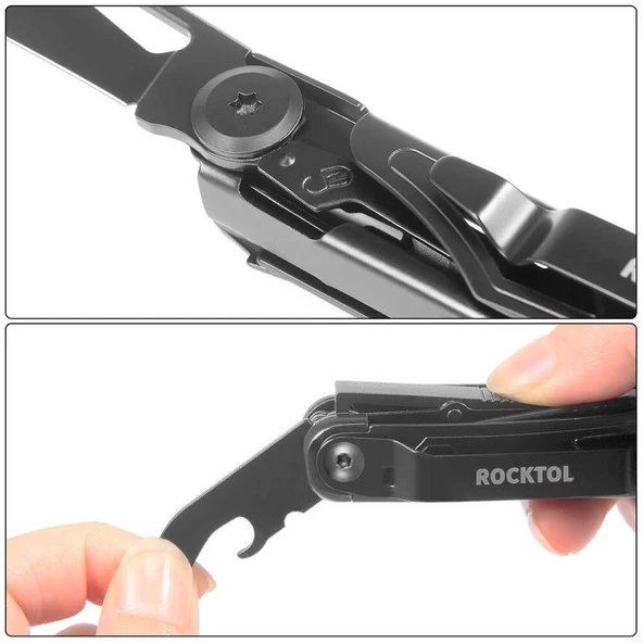 Rocktol 12 Fonksiyonlu Multi Tool Siyah Çakı (Kılıflı) - 8