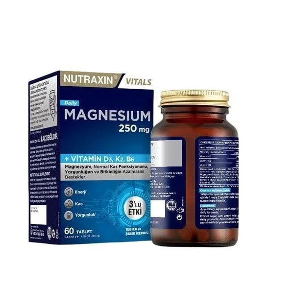 Nutraxin Vitals Magnesium Daily 250 mg 60 Tablet ürün görseli 1