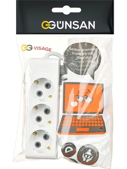 Günsan Elektrik Üçlü Çocuk Korumalı Topraklı Grup Priz 3 Metre - Resim 3