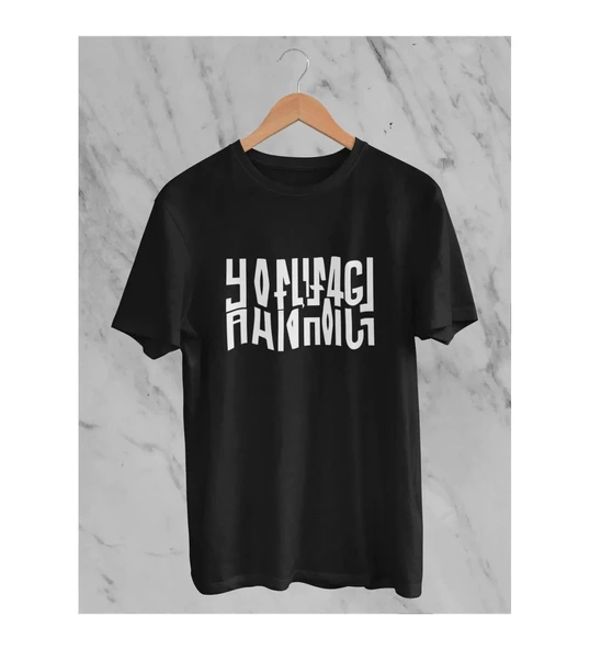 Hanımcı Baskı Detaylı Siyah Unisex T-shirt ürün görseli 1