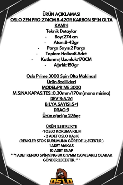 Oslo Zen Pro 274cm 8-42gr Oslo Prime 3000 Spin Olta Seti - 2