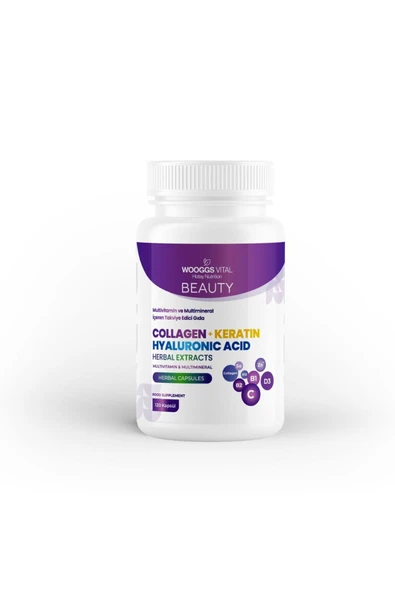 Beauty Kolajen, Keratin ve Hyaluronik Asit İçeren Multivitamin Multimineral – 120 Kapsül - 3