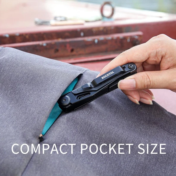 Rocktol 12 Fonksiyonlu Multi Tool Siyah Çakı (Kılıflı) - 9