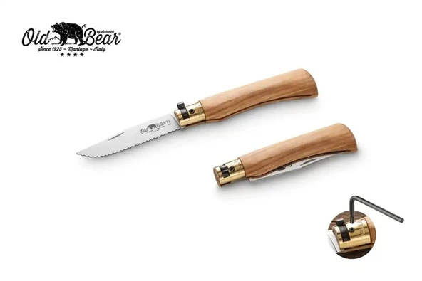 Antonini Old Bear Classical İtalian Olive 19cm (M) Tırtıklı Çakı