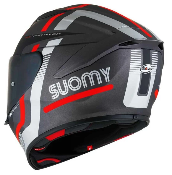 SUOMY TRACK-1 KASK NINETY SEVEN GUN METAL-RED - Resim 5