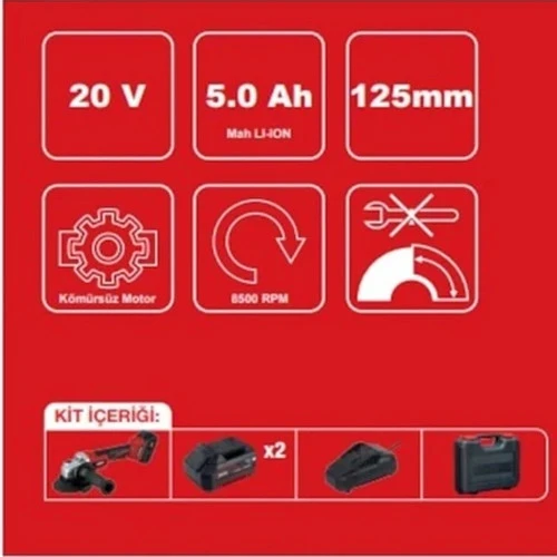 Attlas Pro ATBL 18 AG-502C 20 V 5 Ah Çift Akülü Taşlama Makinesi - 2