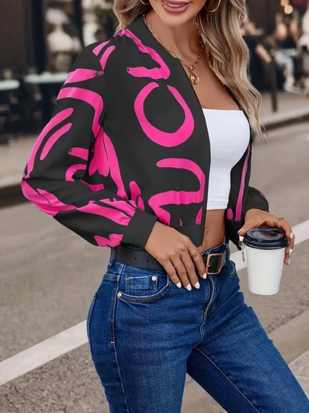 Kadın Uzun Kollu önden Fermuarlı Kısa şardonlu Dalgıç Ceket - Resim 4