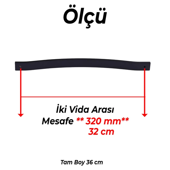 Akasya 320 mm Siyah Metal Mobilya Kulpu Çizgili Model Dayanıklı Uzun Ömürlü Modern Dekoratif Tasarım - Resim 2